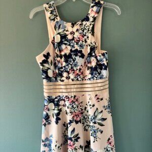 Speechless L Pink Blue Floral Halter Dress Waist Panels Cottagecore Feminine Jr